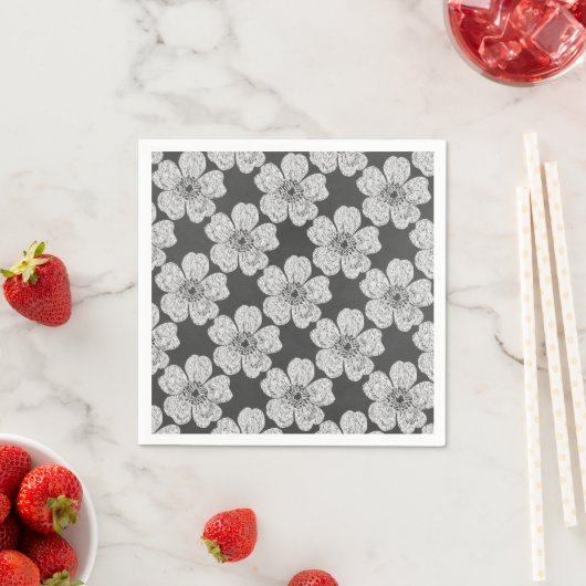 Wild White Roses Chalkboard Servetten (Insitu)