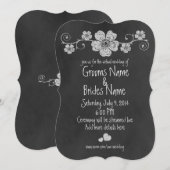 Wild White Roses Chalkboard Virtual Wedding Kaart (Voorkant / Achterkant)