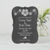Wild White Roses Chalkboard Virtual Wedding Kaart (Staand voorkant)