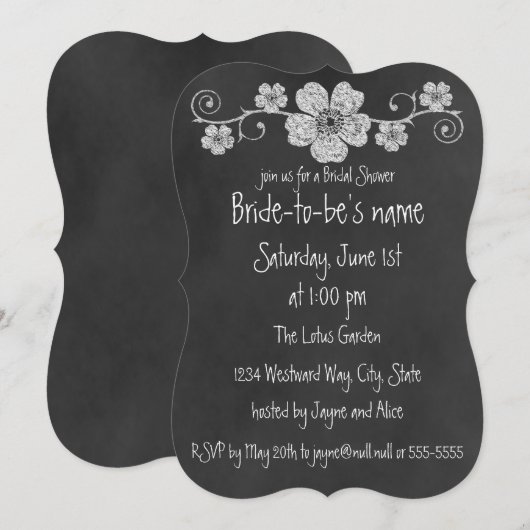 Wild White Roses Chalkboard Vrijgezellenfeest Kaart (Voorkant / Achterkant)