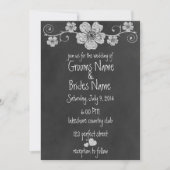 Wild White Roses Chalkboard Wedding Invitation Kaart (Voorkant)