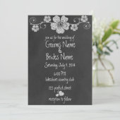 Wild White Roses Chalkboard Wedding Invitation Kaart (Staand voorkant)