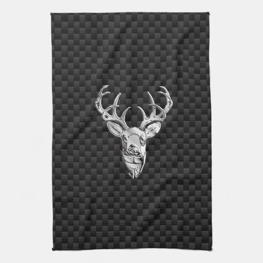 Wild White Tail Deal on Carbon Fibre Style Print Theedoek (Verticaal)