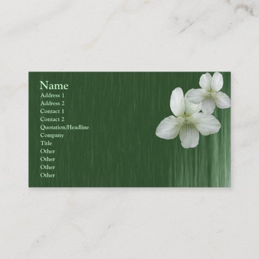 Wild White Violet Elegant Visitekaartje (Voorkant)