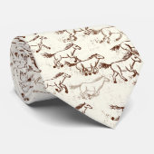 Wild Wild Horses Bruin en Ivoor Stropdas (Opgerold)