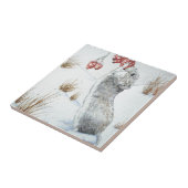 wild wild met een schattige muis met sneeuwscène tegeltje (Zijkant)