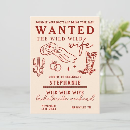 Wild Wild Wife 3-Day Itinerary Bachelorette Party Kaart (Staand voorkant)