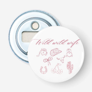 Wild Wild Wife Design Westerse Groovy Cowgirl Button Flesopener