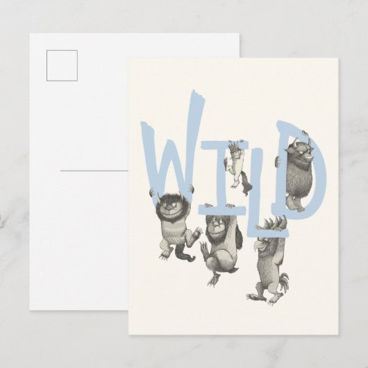 WILD | Wilde dingen en Max - Blauw Briefkaart (Voorkant / Achterkant)