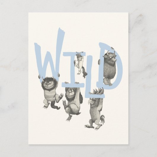 WILD | Wilde dingen en Max - Blauw Briefkaart (Voorkant)