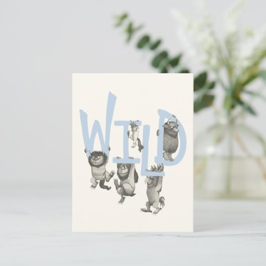 WILD | Wilde dingen en Max - Blauw Briefkaart (Staand voorkant)