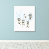 WILD | Wilde dingen en Max - Blauw Canvas Afdruk (Insitu (Houten vloer))