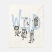 WILD | Wilde dingen en Max - Blauw Fleece Deken (Voorkant)