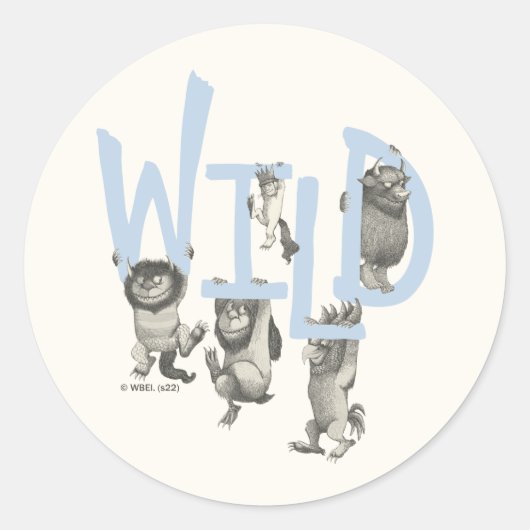 WILD | Wilde dingen en Max - Blauw Ronde Sticker (Voorkant)