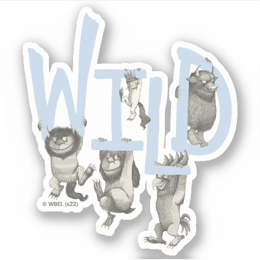 WILD | Wilde dingen en Max - Blauw Sticker (Voorkant)