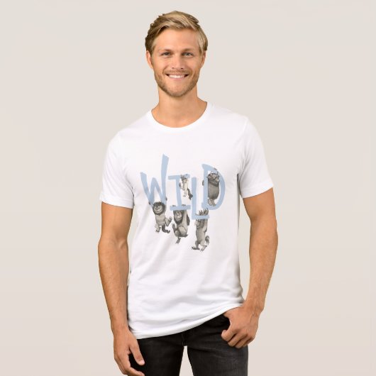WILD | Wilde dingen en Max - Blauw Tri-Blend Shirt (Voorkant volledig)