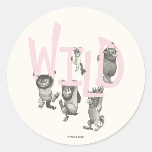 WILD | Wilde dingen en Max - Roze Ronde Sticker (Voorkant)