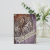 Wild Wind Retro Cowboy and Horse Briefkaart (Staand voorkant)