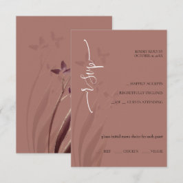 Wild & Wine-Stained Watercolor Floral RSVP Card Kaartje