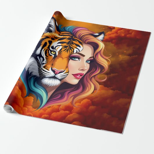 Wild Within – Tijger Geest Godin. Cadeaupapier (Uitgerold)