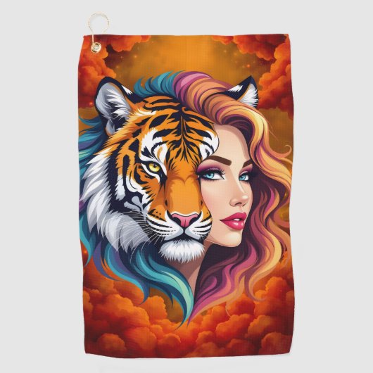 Wild Within – Tijger Geest Godin. Golfhanddoek (Voorkant)