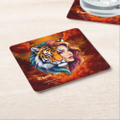 Wild Within – Tijger Geest Godin. Kartonnen Onderzetters (Schuin)