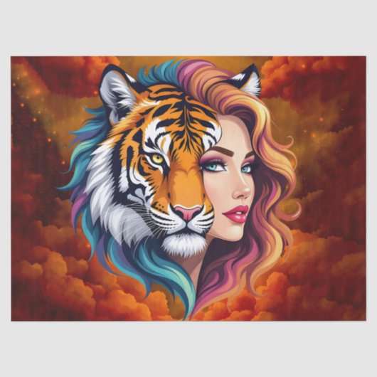 Wild Within – Tijger Geest Godin. Tissuepapier (Voorkant)