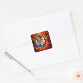 Wild Within – Tijger Geest Godin. Vierkante Sticker (Envelop)