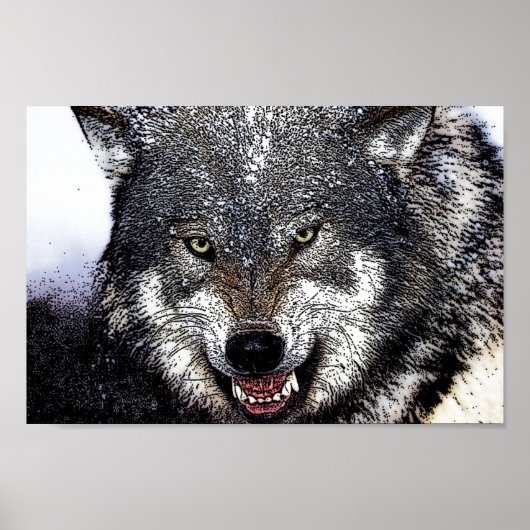 Wild Wolf Eyes Artwork Poster Print (Voorkant)