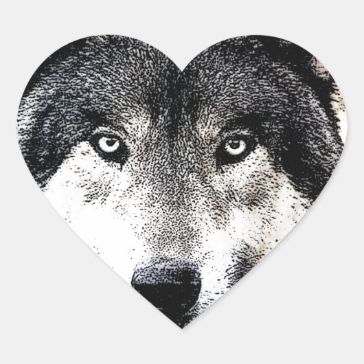 Wild Wolf Eyes Heart Sticker (Voorkant)