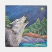 Wild Wolf Howling Magneet (Voorkant)