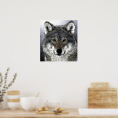 Wild Wolf in Snow Artwork Poster Print (Keuken)
