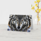 Wild Wolf Inspirerend portret Kaart (Gele Bloem)