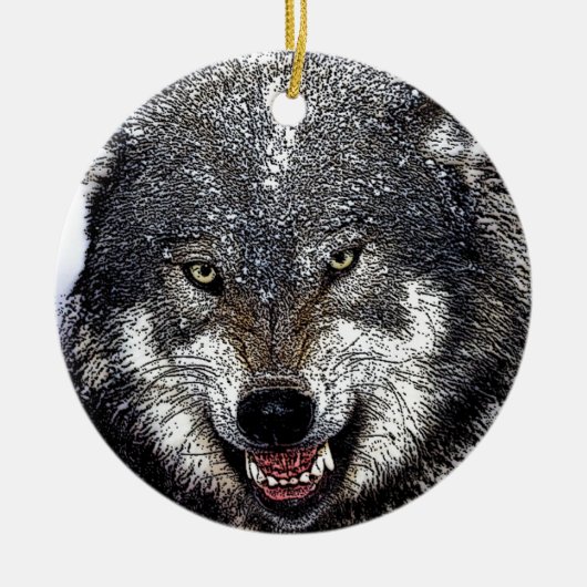 Wild Wolf Keramisch Ornament (Voorkant)