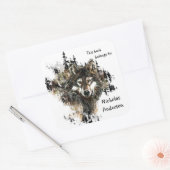 Wild Wolf Mountain Art Custom Bookplate art Vierkante Sticker (Envelop)