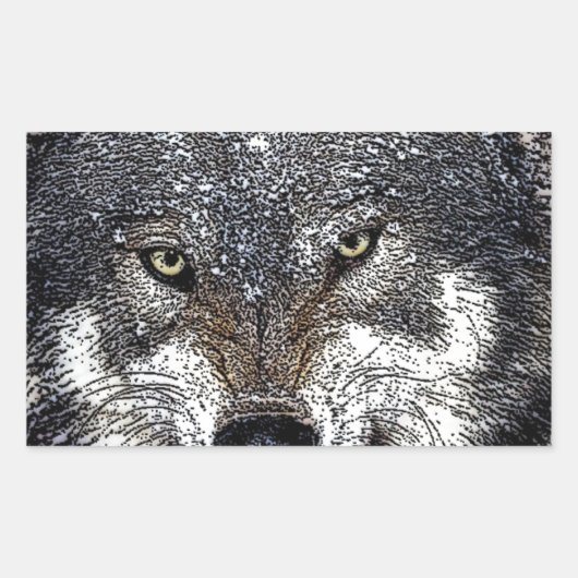 Wild Wolf Rechthoekige Sticker (Voorkant)