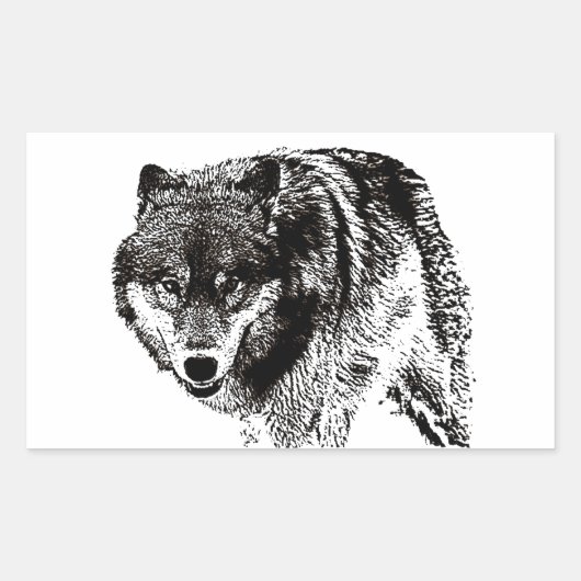 Wild Wolf Rechthoekige Sticker (Voorkant)