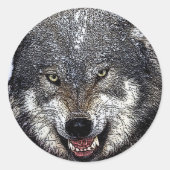 Wild Wolf Ronde Sticker (Voorkant)