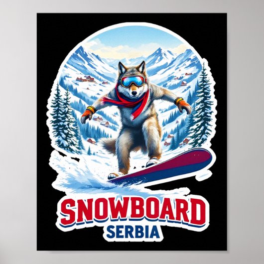 Wild Wolf uit Servië Snowboarden Adventure Poster (Voorkant)