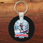 Wild Wolf uit Servië Snowboarden Adventure Sleutelhanger (Voorkant)