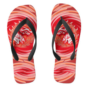 Wild Wolf Whirling rode brede teenslippers