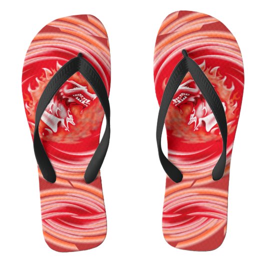 Wild Wolf Whirling rode brede teenslippers (Voetbed)