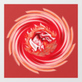 Wild Wolf Whirling rood venster cling Raamsticker (Vel)