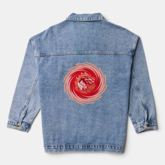 Wild Wolf Whirling vrouwen denim jas Denim Jacket (Achterkant)