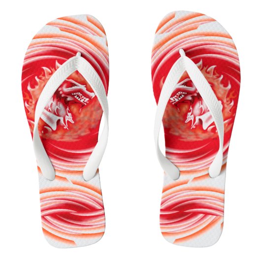 Wild Wolf Whirling witte brede teenslippers (Voetbed)