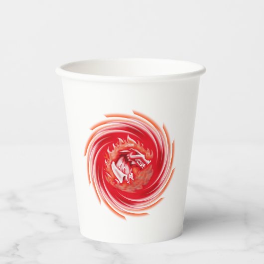 Wild Wolf Whirling witte papieren bekers (Voorkant)