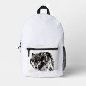 Wild Wolf Zwart & Wit kunstwerk Bedrukte Rugzak (Voorkant)