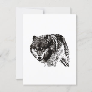 Wild Wolf Zwart & Wit kunstwerk Briefkaart