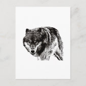 Wild Wolf Zwart & Wit kunstwerk Briefkaart (Voorkant)