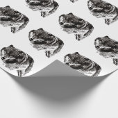 Wild Wolf Zwart & Wit kunstwerk Cadeaupapier (Hoek)